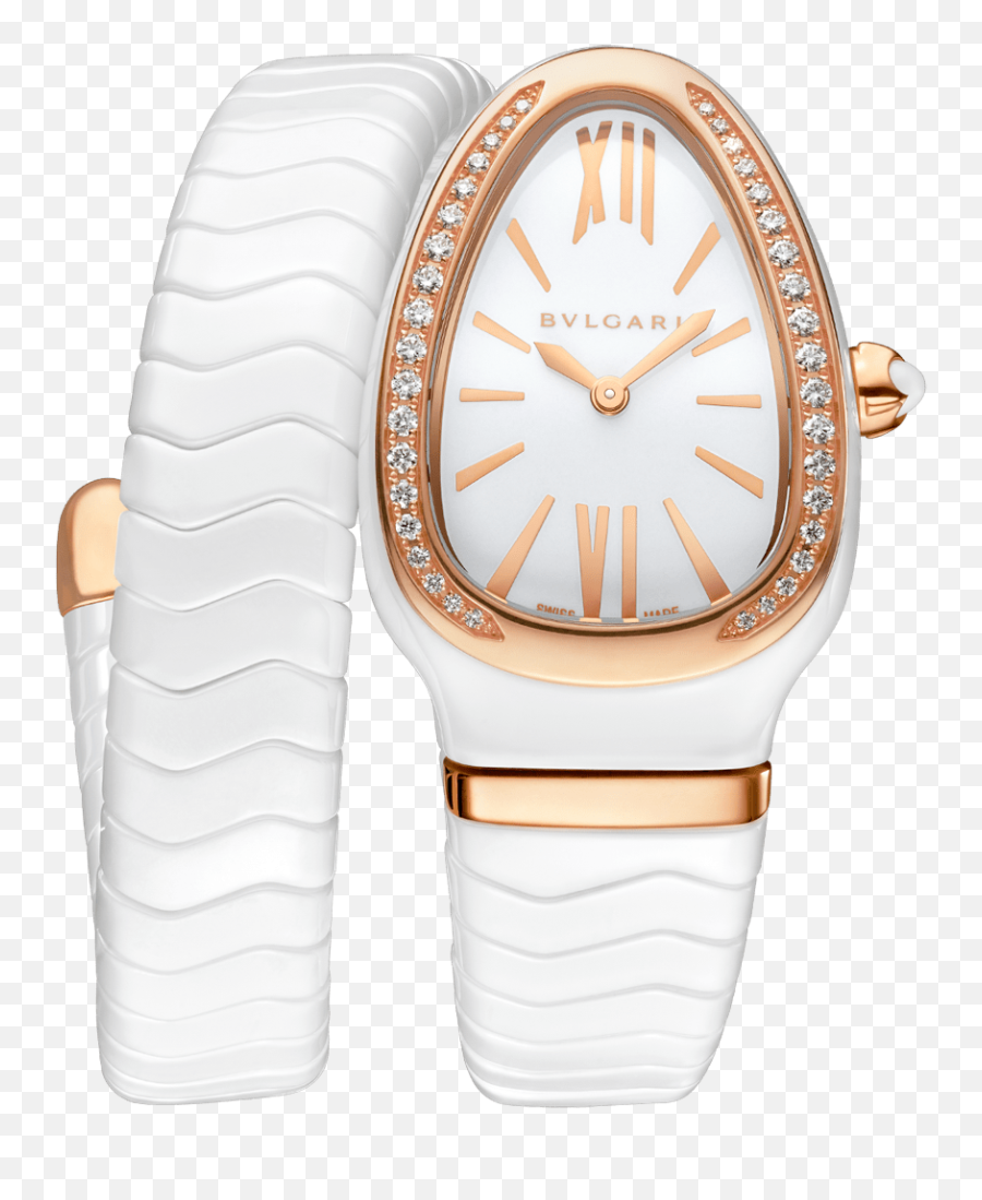 Serpenti Spiga Watch - Bvlgari White Ceramic Serpenti Watch Png,4 Element Diamond Icon
