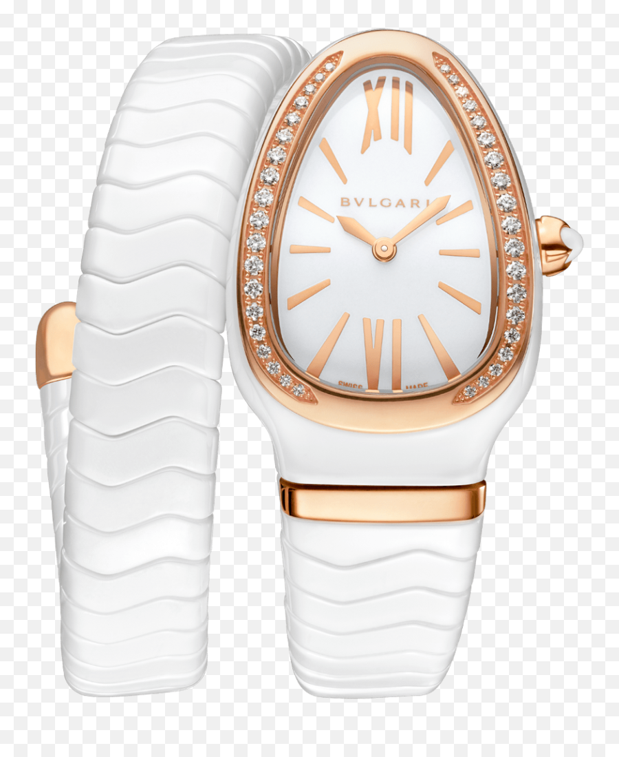 Serpenti Spiga Watch - Bvlgari White Ceramic Serpenti Watch Png,4 ...