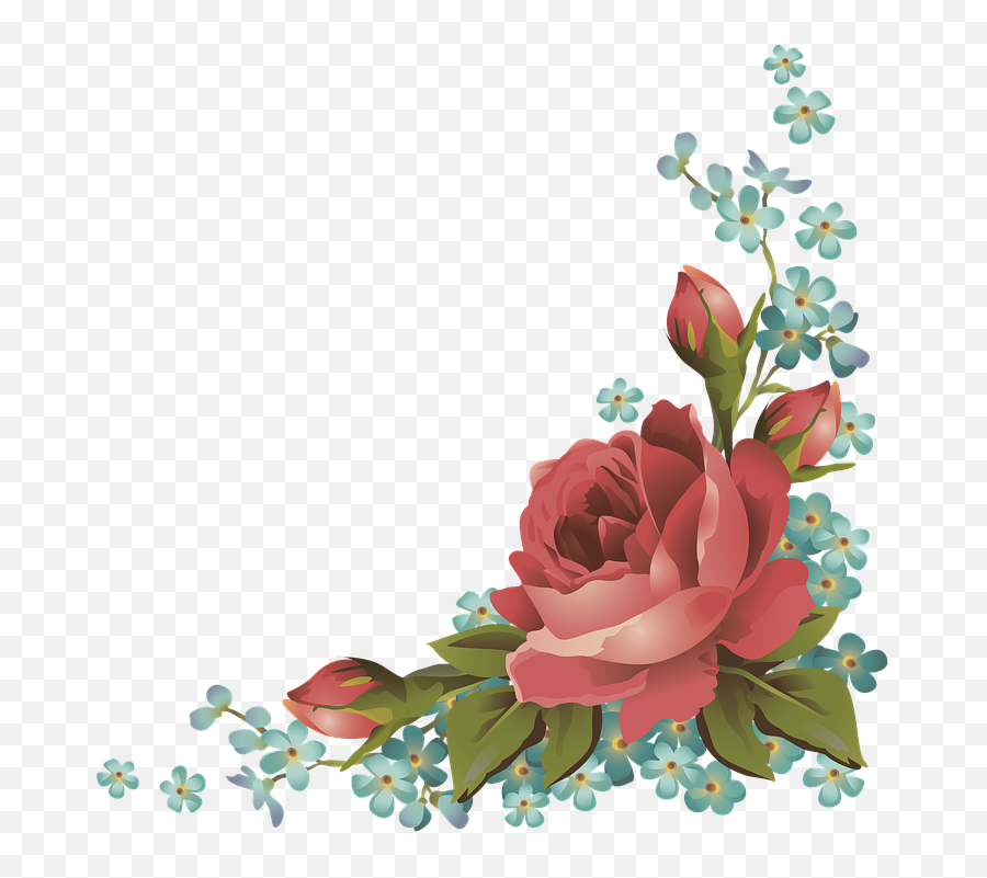 Bouquet Rose Forget - Menot Free Image On Pixabay Frame Corner Flower Border Png,Bunga Png