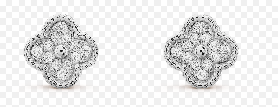 Sweet Alhambra Earstuds - Diamond Van Cleef Earrings Png,Diamond Earring Png