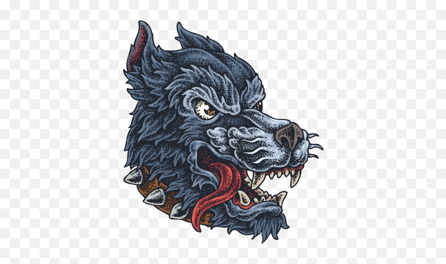 Printed Vinyl Angry Wolf Tattoo Style Stickers Factory - Mythical Creature Png,Wolf Head Icon