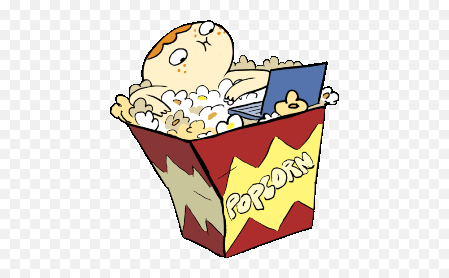 Sherman Sits In Popcorn And Watches Laptop Sticker - Animated Popcorn Gifs Png,Popcorn Kernel Icon