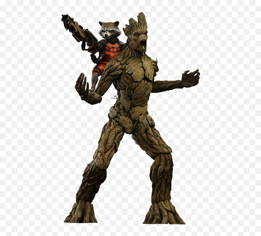 Hot Toys Rocket And Groot Sixth Scale - Groot Rocket Png,Rocket Raccoon Png