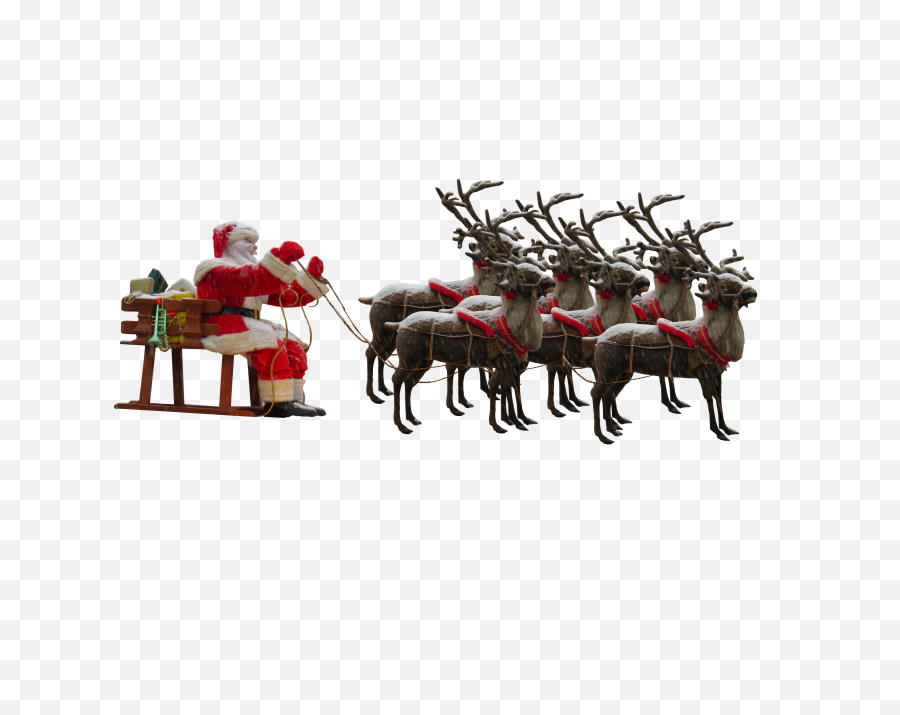 Santa Claus In Sleigh With Reindeers Png Image - Purepng Santa Claus,Reindeer Transparent