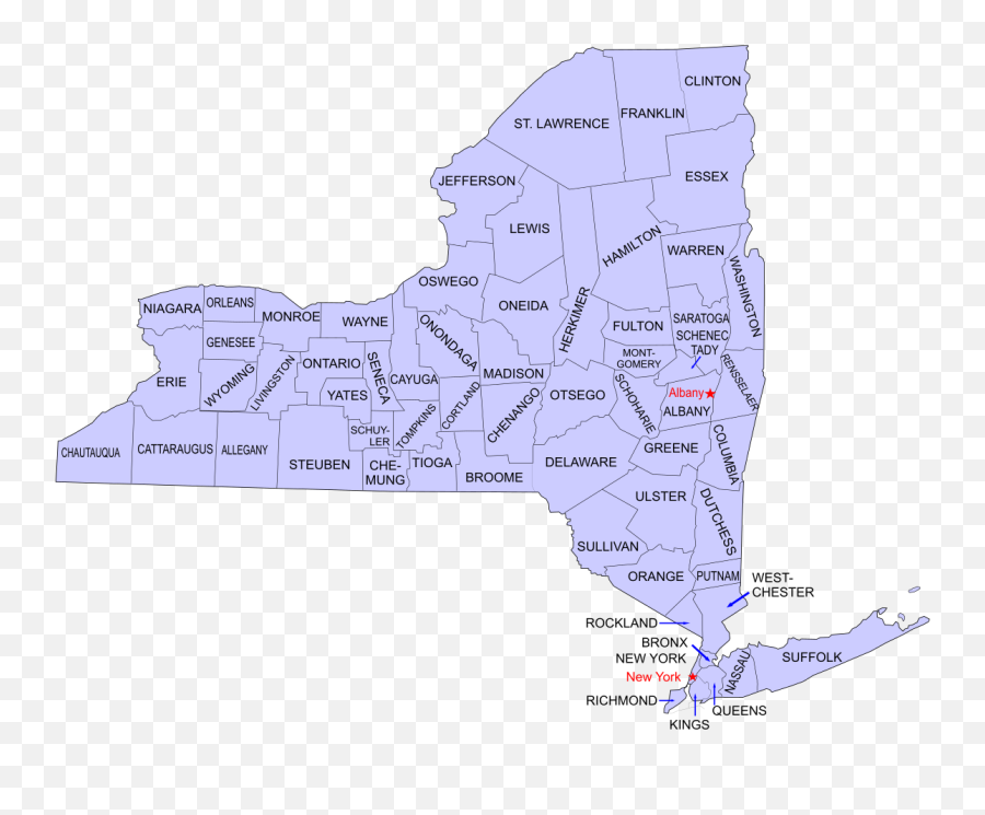 New York - Ny State Counties Png,New York State Png