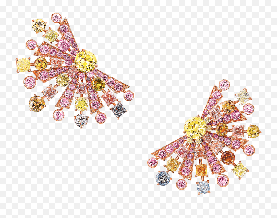 Download A Pair Of Graff Multi - Coloured Diamond High High Jewellery Graff Png,Earrings Png