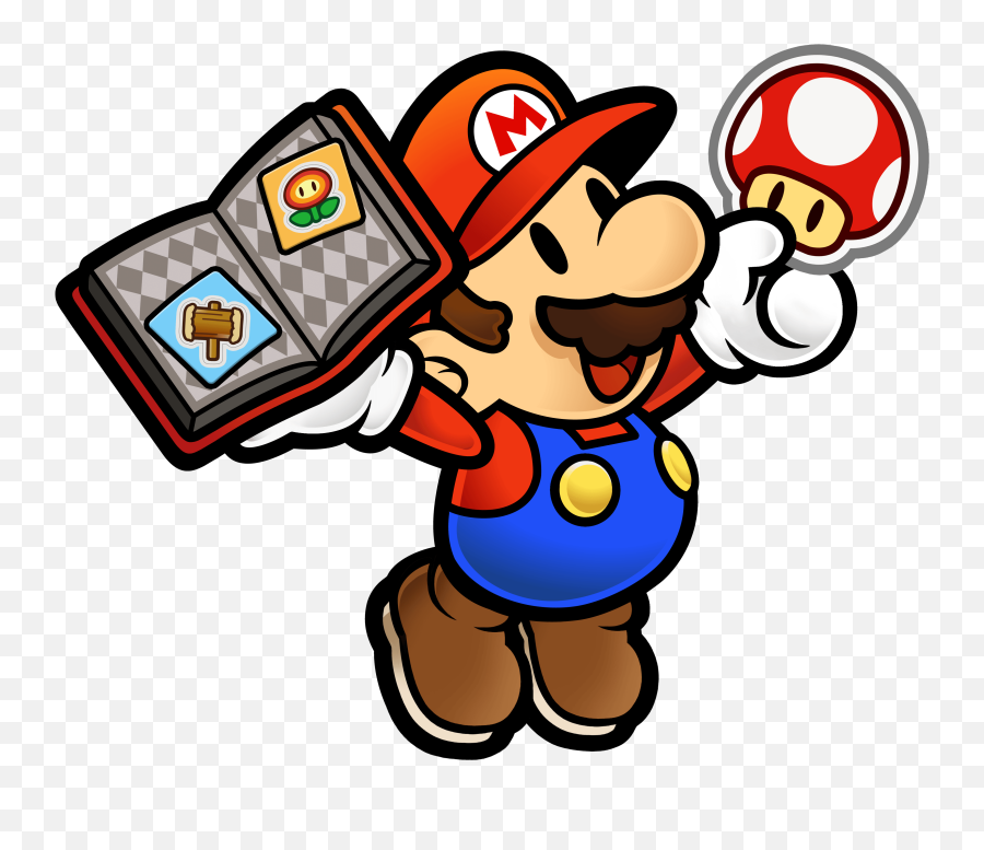 Mario Holding A Book Of Stickers And Mushroom - Nintendo Paper Mario Png,Paper Mario Png