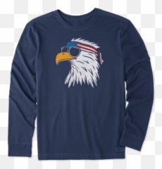 Menu0027s Patriotic Eagle Long Sleeve Crusher Tee Life Is Good - Super Bald Eagles png