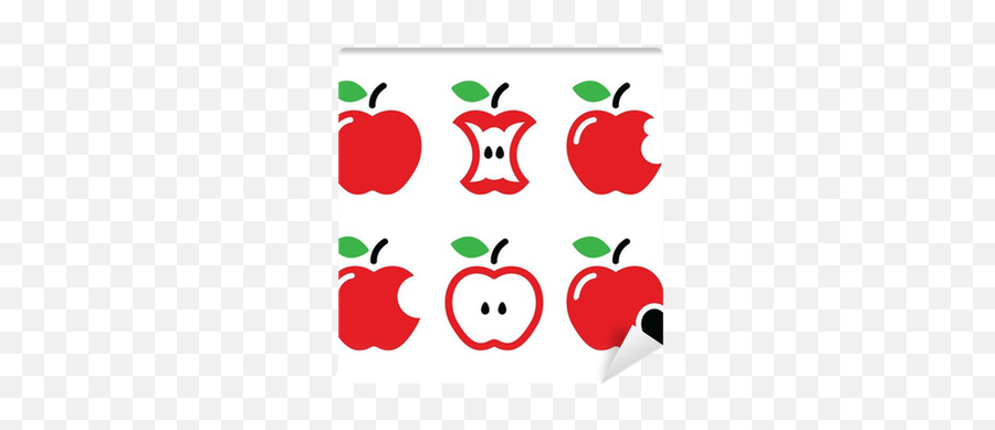 Wall Mural Red Apple Core Bitten Half Vector Icons - Pixersus Eaten Apple Icon Png,Red Apple Icon