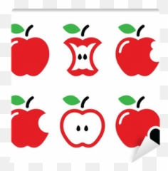 Wall Mural Red Apple Core Bitten Half Vector Icons - PIXERSUS Eaten Apple Icon png