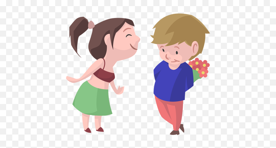 Boy Girl Bouquet Kiss Flat - Transparent Png U0026 Svg Vector File Boy And Girl Vector Png,Bouquet Png