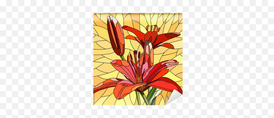 Vector Illustration Of Flower Red Lilies Wall Mural U2022 Pixers We Live To Change - Fleur Mosaique Png,Lilies Png