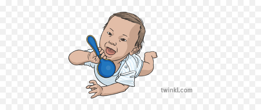 Baby 3 Months With Rattle Illustration - Twinkl Toddler Png,Rattle Png