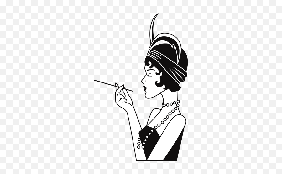 Classy Lady Side - View With Cigarette Drawn Transparent Png Illustration,Cigarette Transparent Background