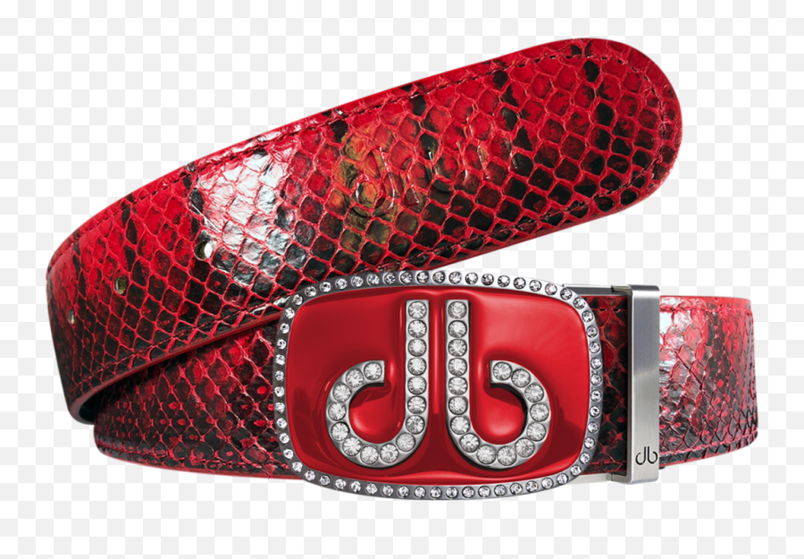 Red Real Snakeskin Leather Belt With Diamante Buckle - Druh Belts Red Png,Diamante Png