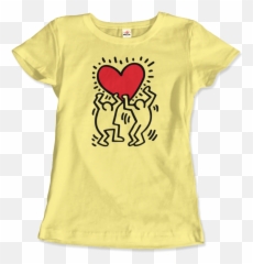 Art - Orama Keith Haring Men Holding Heart Icon Street Art T Short Sleeve Png,Heart Icon\