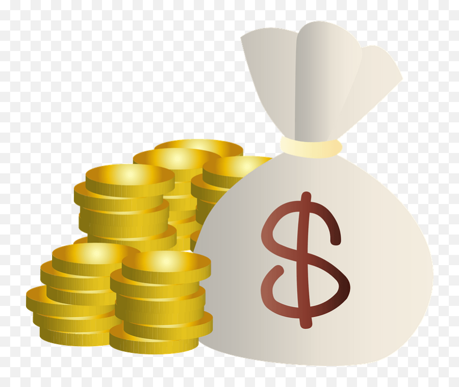 Money Bag Of Dollars And Stacks Gold Coins Clipart Free - Us Dollar And Coin Clipart Png,Money Bags Icon