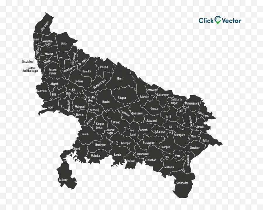 Uttar Pradesh District Map With Names Vector Stock - Photo Uttar Pradesh Map Vector Png,Map Icon Vectors
