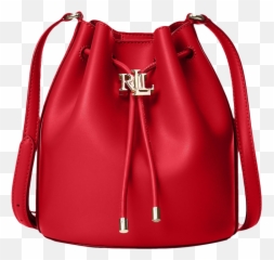 Lauren Ralph Andie Medium Leather Drawstring Bag Png