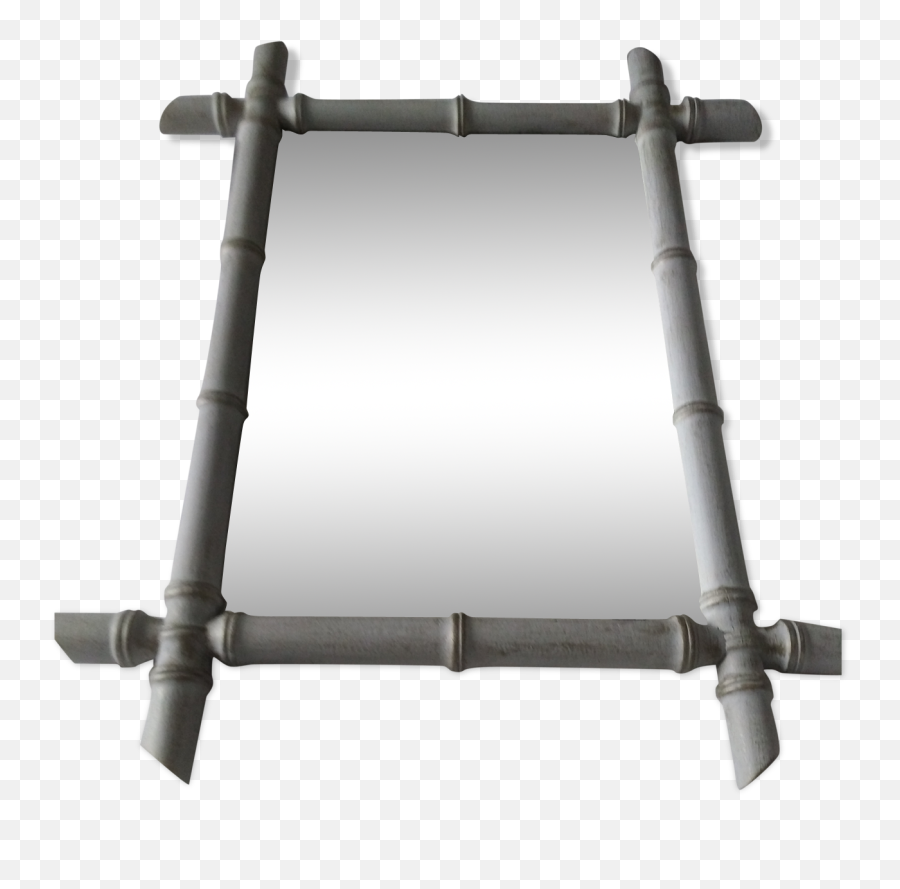 Mirror With Bamboo Frame 1930s - 47x61cm Wood Grey Worn Vintage D3jap143 Roof Rack Png,Bamboo Frame Png