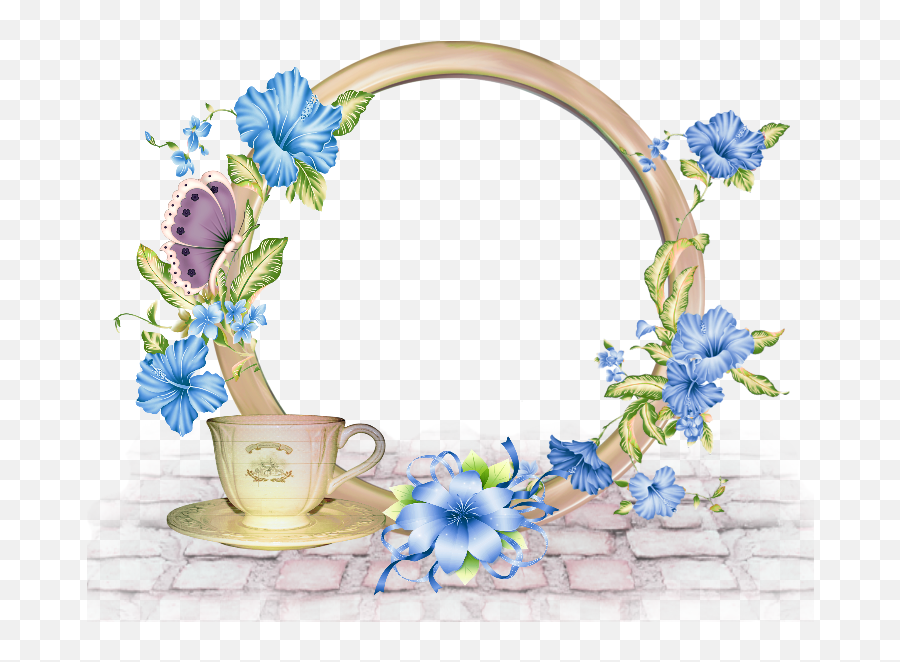 Download Borders And Frames Blue Flowers High Quality - Star Bright Angels Good Morning Png,Flower Pattern Png