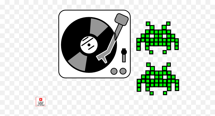 Dj Space Invaders Clip Art - Vector Clip Art Turntable Record Player Clipart Png,Space Invaders Png