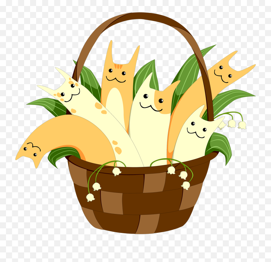 Basket Cat Bouquet - Free Image On Pixabay Flower Bouquet Png,Lily Of The Valley Png