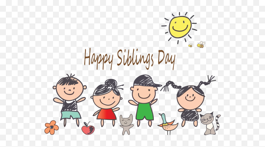 Siblings Day Cartoon People Text For Happy - Happy Siblings Day 2020 Png,People Cartoon Png
