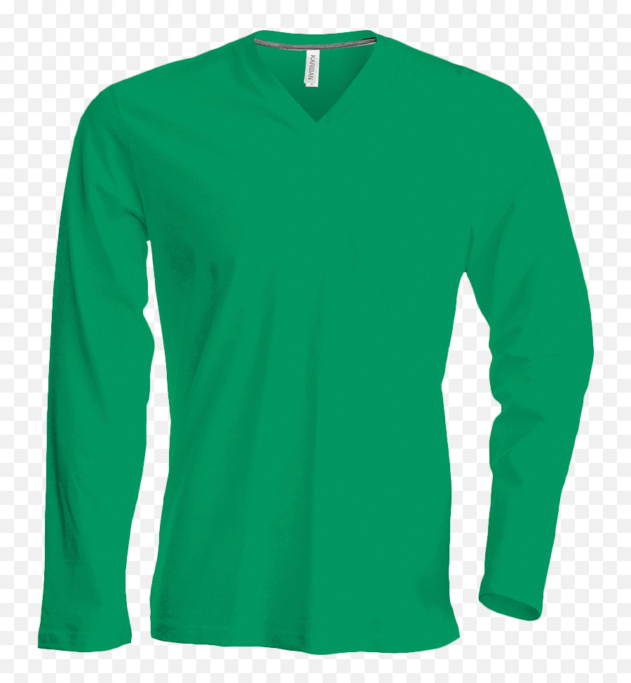 Tee Shirt Col V Manches Longues Homme - Green Long Sleeve Green Long Sleeve V Neck T Shirt Png,Long Sleeve Shirt Png