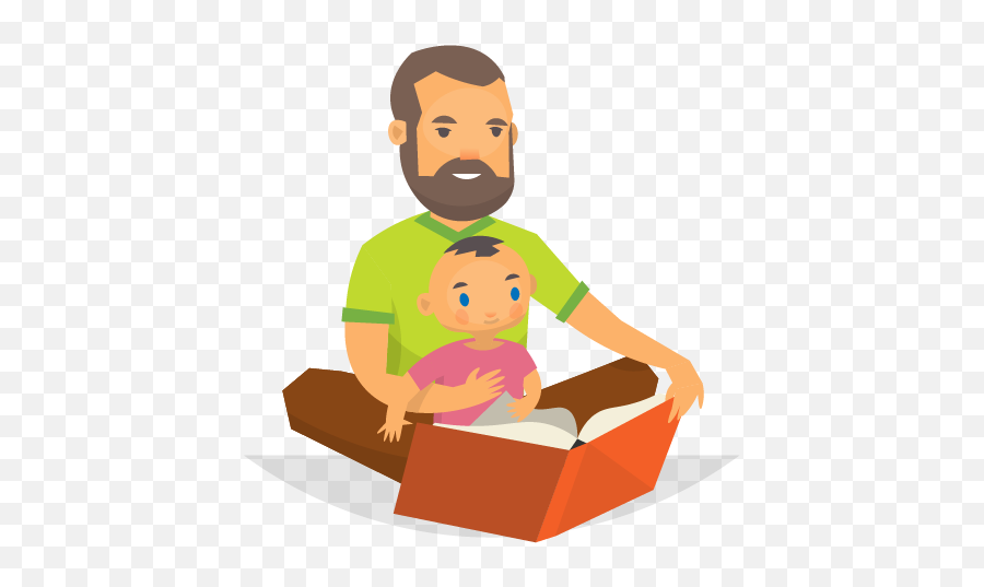 Animated Parent And Child Reading - Reading With Dad Clip Art Png,Reading Png