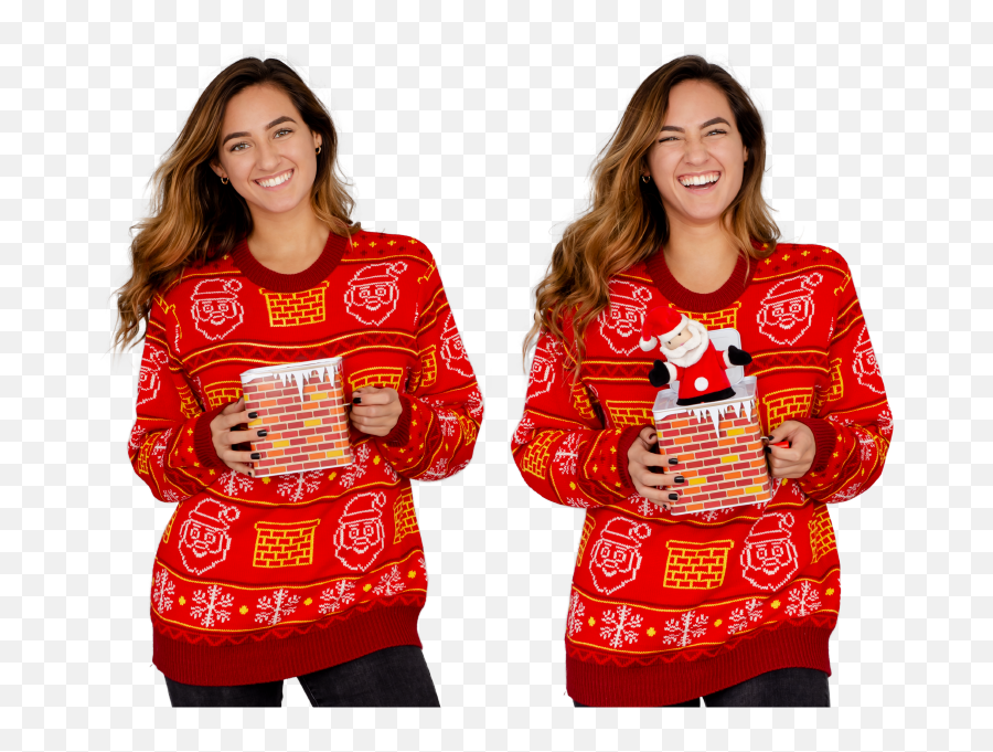 Jack In The Box Santa Claus Adult Red 3d Ugly Christmas Sweater - Pajamas Png,Jack In The Box Png