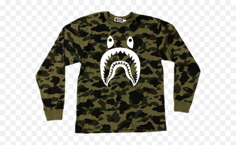 Bape Green Camo Shark Longsleeve Size X - Large Long Sleeve Png,Bape Shark Png