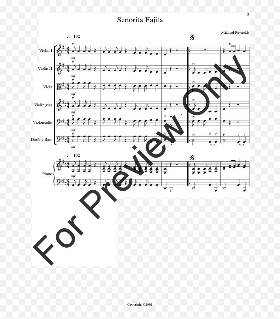 Senorita Fajita By Michael Reynolds Jw Pepper Sheet Music - Violin Sheet Music Free Senorita Png,Markevitch Icon