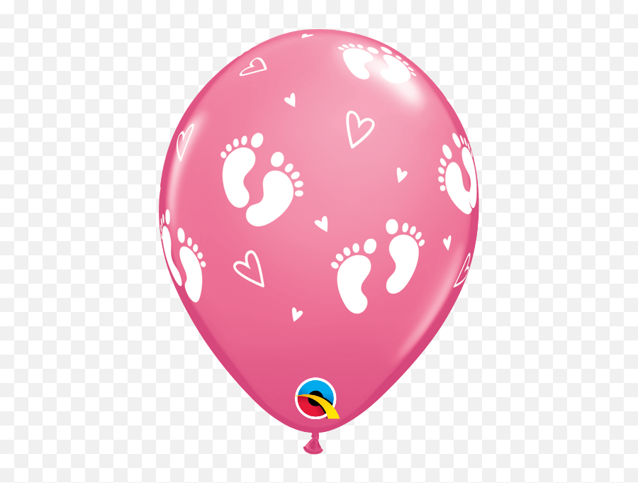 Baby Footprints U0026 Hearts Fashion Rose 11 Balloons - Baby Girls Balloons Png,Footprints Transparent