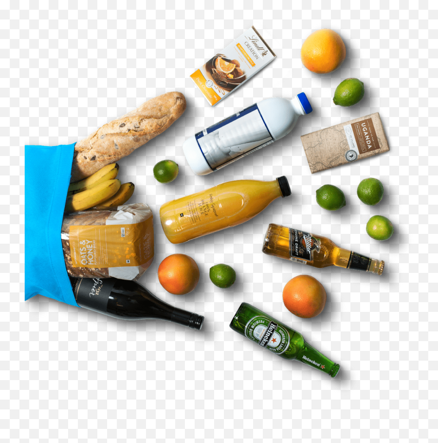 Bag With Food And Drinks Spilling Out - Bread Heineken And Banana Png,Heineken Png