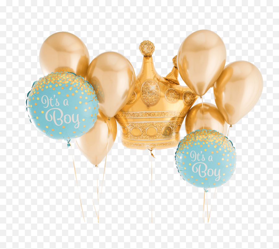 Itu0027s A Boy Golden Crown Foil Balloon Bouquet - Balloon Png,Its A Boy Png