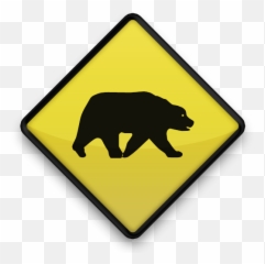 Yellow Bearpng - Knife And Fork Road Sign,Grizzly Bear Png