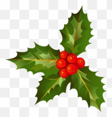 Christmas Decoration With Holly Leave - Decorations Png
