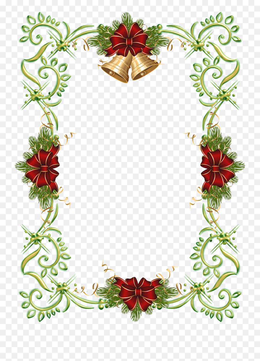 Christmas Gold Photo With - Christmas Frames Jingle Bells Cartão Com Bordas Florais Natalino Png,Jingle Bells Png