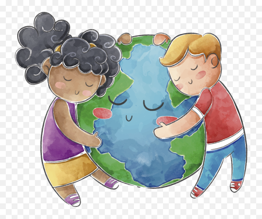 Globe For Kids Illustration Wall Art - Niños Abrazando El Mundo Png,Globe Emoji Png