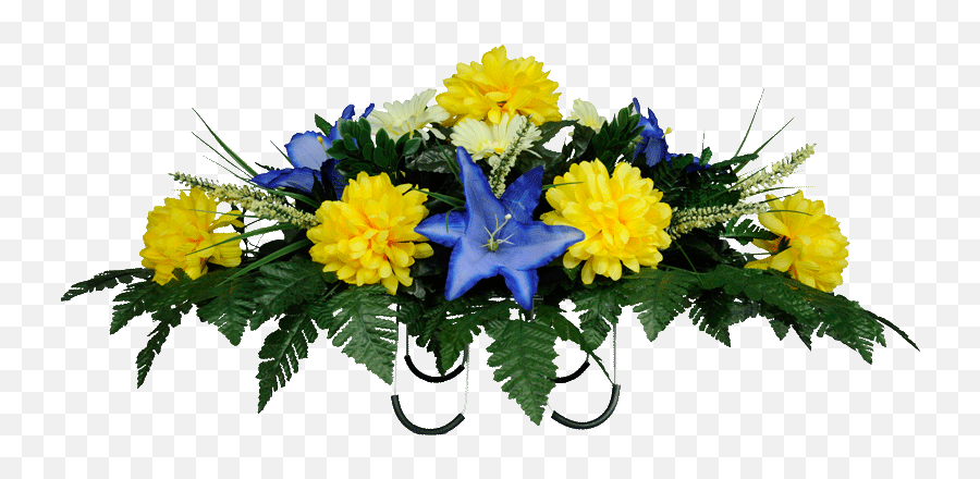 Yellow Mums And Blue Stargazer Lily - Blue Yellow Bouquet Of Flowers Png,Yellow Flower Transparent