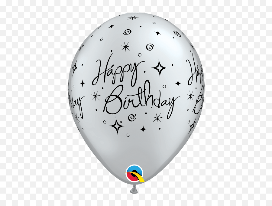 Happy Birthday Elegant Sparkles U0026 Swirls Pearl Silver 11 Balloons - Silver Birthday Balloons Png,Silver Balloons Png