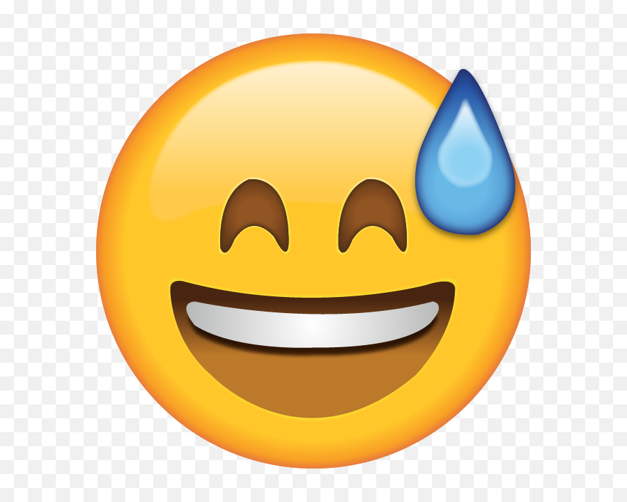 Laughing Emoji - Smile With Sweat Emoji Png,Happy Emoji Transparent