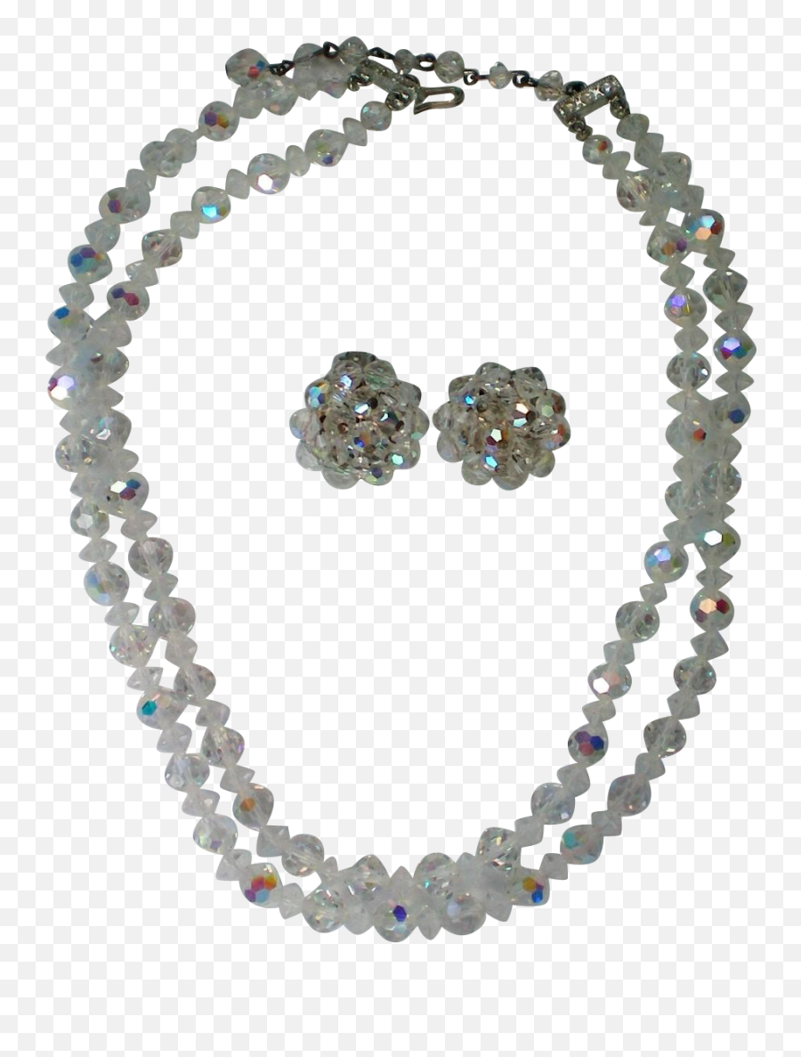 Austrian Crystal Aurora Borealis Glass Bead Necklace - Necklace Png,Aurora Borealis Png