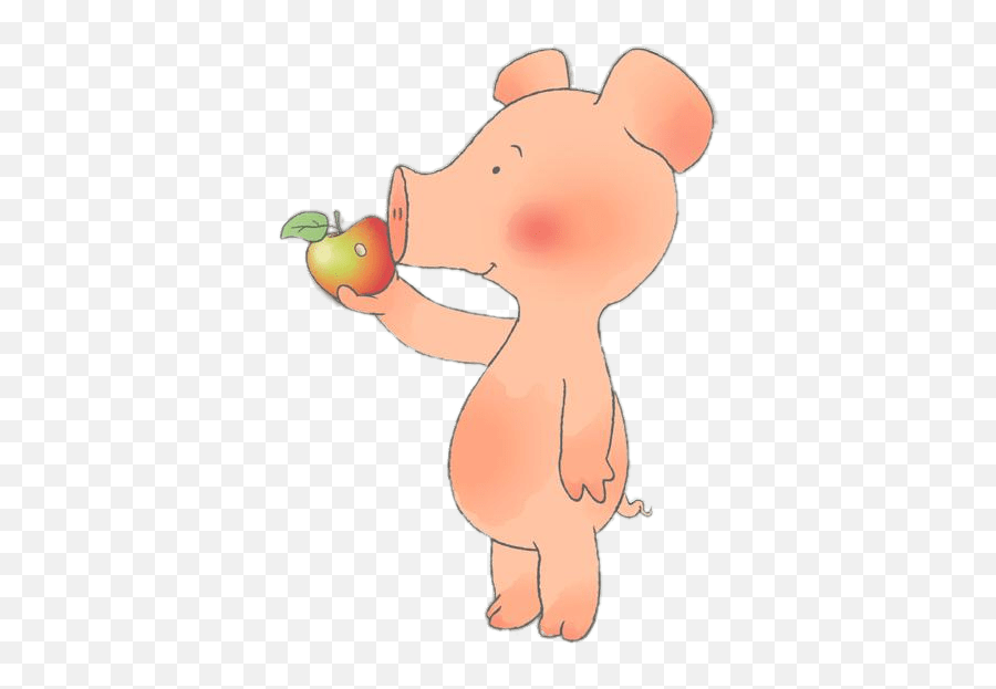 Wibbly Pig Eating An Apple Transparent Png - Stickpng Pig Eating An Apple Clipart,Eating Png