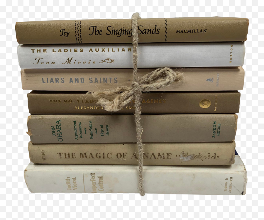 Vintage Cream Tanneutral Book Stack - Set Of 7 In 2020 Neutral Stack Of Books Png,Book Stack Png