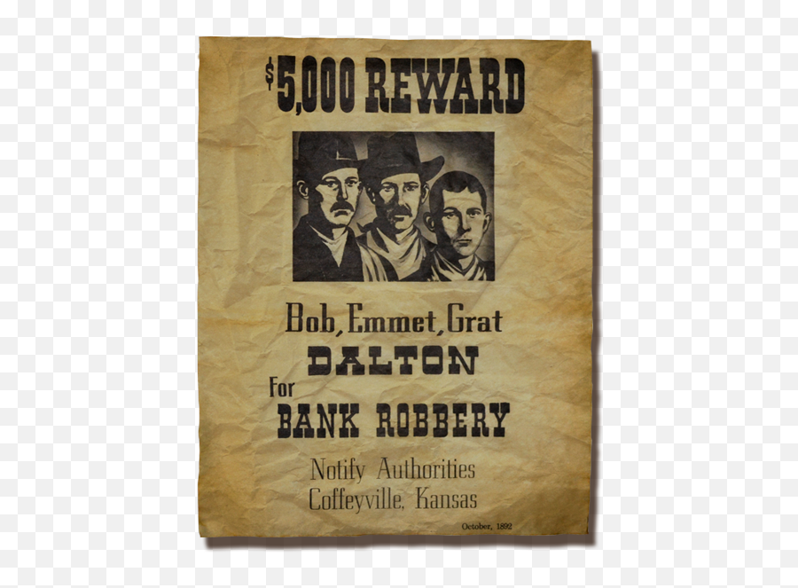 Dalton Brothers Wanted Poster 1125 - Wanted Poster In 1836 Png,Wanted Poster Png
