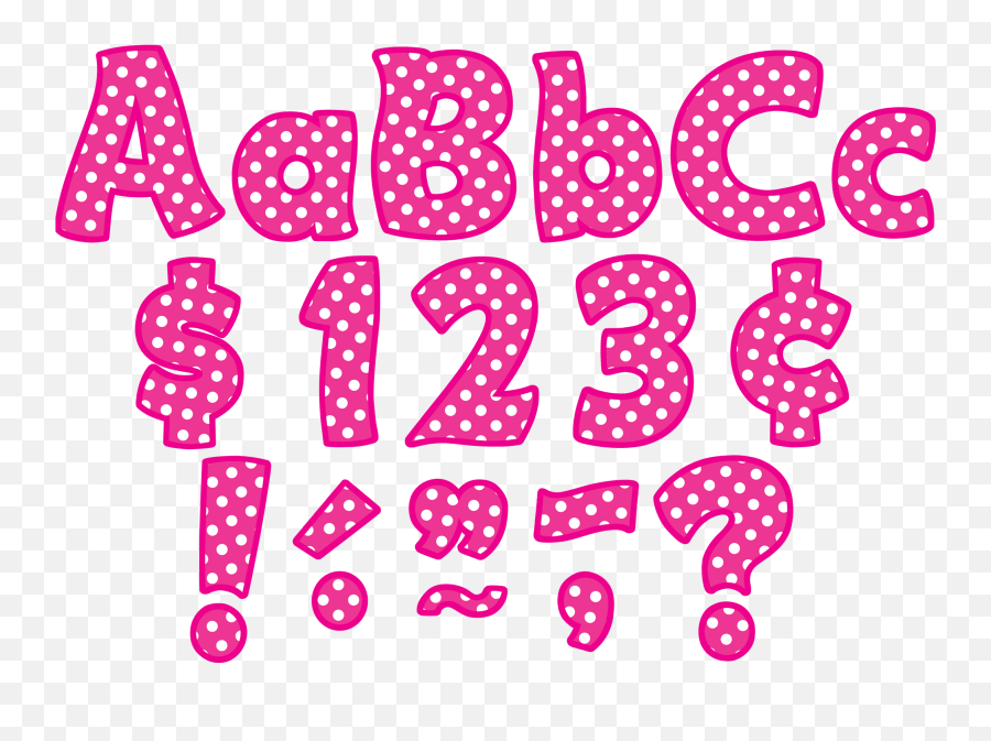 Hot Pink Polka Dots Funtastic 4 Letters Combo Pack - Pink Polka Dot Letters Png,Polka Dots Png