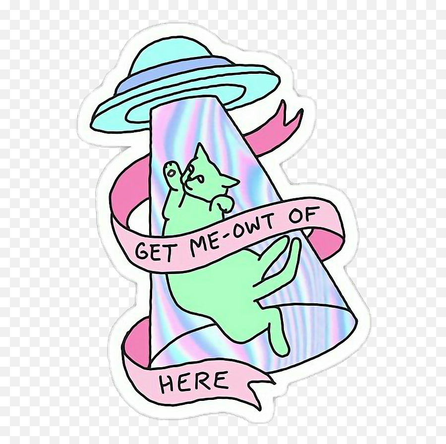 Alien Png Tumblr Holo Holographic Ufo Freetoedit Cat - Clip Grunge Transparent Tumblr Stickers,Ufo Png