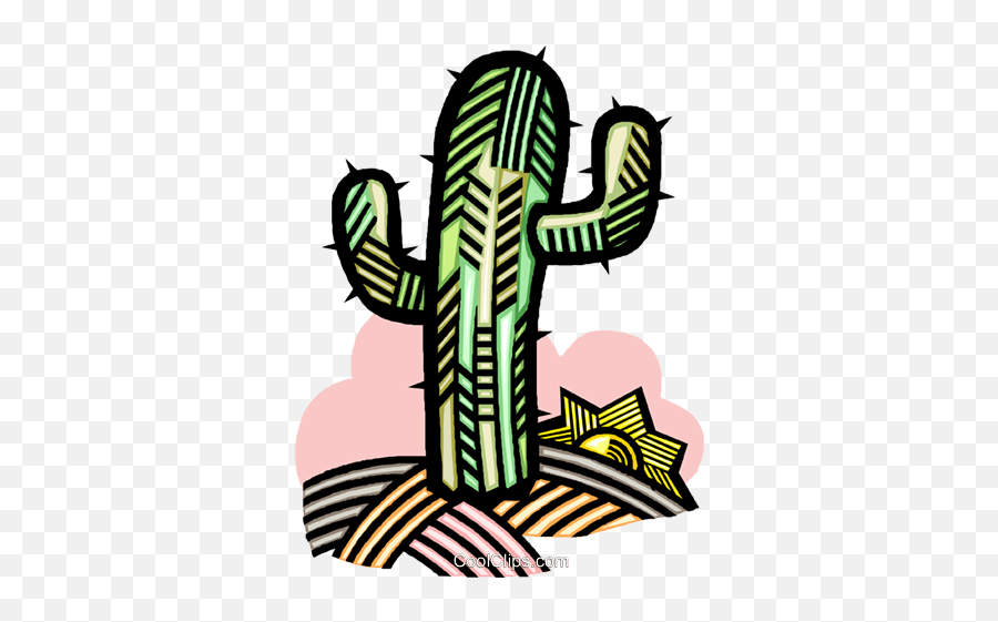 Cactus In The Desert Royalty Free Vector Clip Art - Cacto Xilogravura Png,Cactus Clipart Png